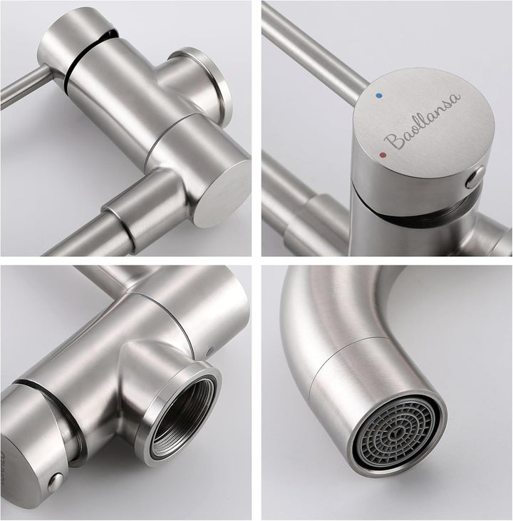 Wasserhahn Küche,vorfenster küchenarmatur klappbar，Hochdruck Kitchen Faucet 360°Drehbar Edelstahl Sp