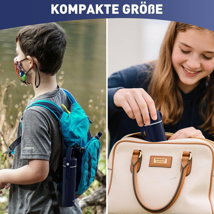 Exllena Trinkflasche Klein 300ml mit Verstellbarer Silikon-Griff – Mini Thermosflasche mit Edelstahl