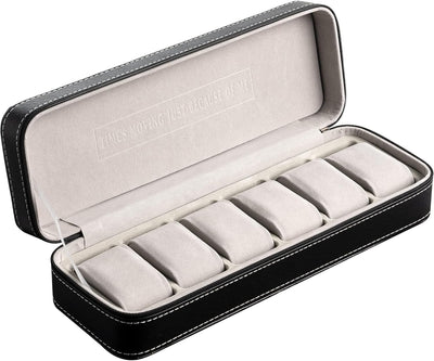 OSVINO Uhrenbox 6 Uhren Herren Schwarz Uhrenkasten Uhrenkissen aus Samt, Reise Schmuckkästchen Uhren