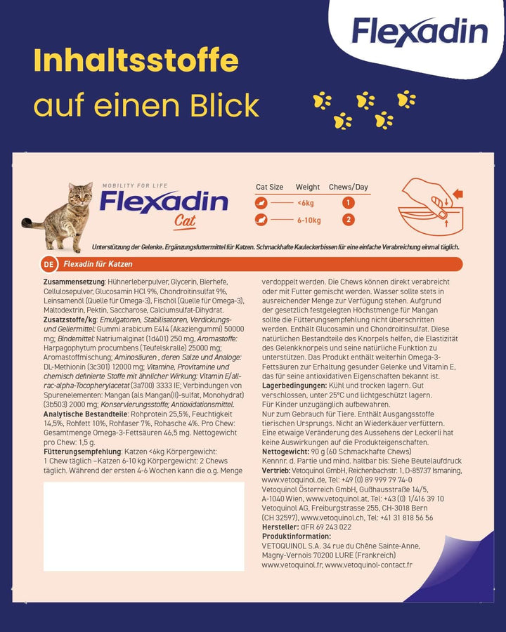 Flexadin® Cat | Für die Gelenkgesundheit von Katzen | mit Glucosamin, Chondroitin, Omega-3 &amp; Teufels
