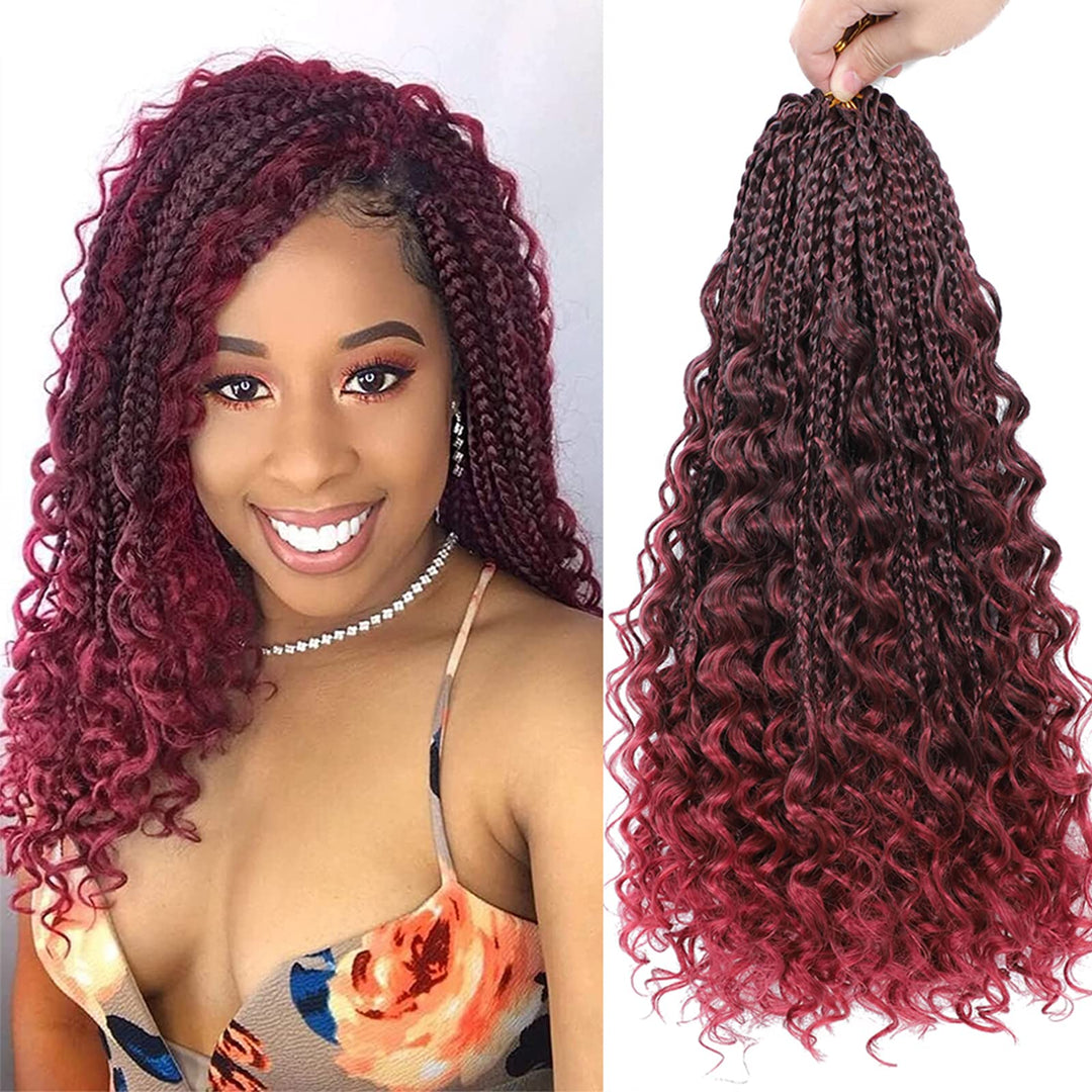 WoWCFyyds 8 Packs Crochet Braids Hair Curly 14Zoll Goddess Box Braids Crochet Hair Bohemian Hippie B