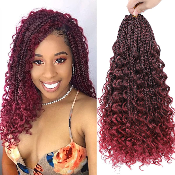 WoWCFyyds 8 Packs Crochet Braids Hair Curly 14Zoll Goddess Box Braids Crochet Hair Bohemian Hippie B