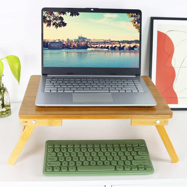 WKWKER 100% Bambus Laptop Bett Tisch Schoss Schreibtisch Für Bed Breakfast Betttablett Mit Klappbein