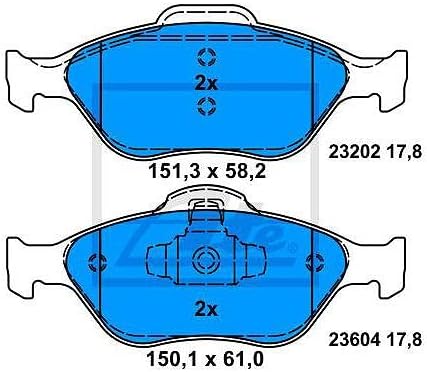 ATE Bremsenset Vorderachse inkl. Bremsscheiben vorne Ø 258 mm belüftet und Bremsbeläge vorne Kompati