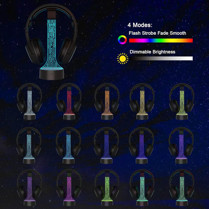 YuanDian Leuchtender Kopfhörerständer für Schreibtisch, Gaming Headset Halterung, RGB mit 16 farbige