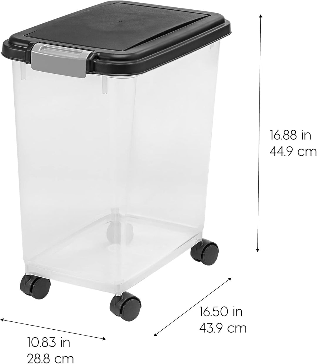 Iris Ohyama, KatzenfutterAufbewahrung mit Rollen, 30L/11kg, Schwarz, Luftdichte Futterbox, Trockenfu