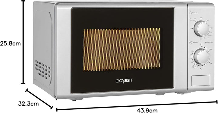 Mikrowelle Exquisit MW900-030G Silber | 20 Liter | Grill | Drehteller 25,5 cm