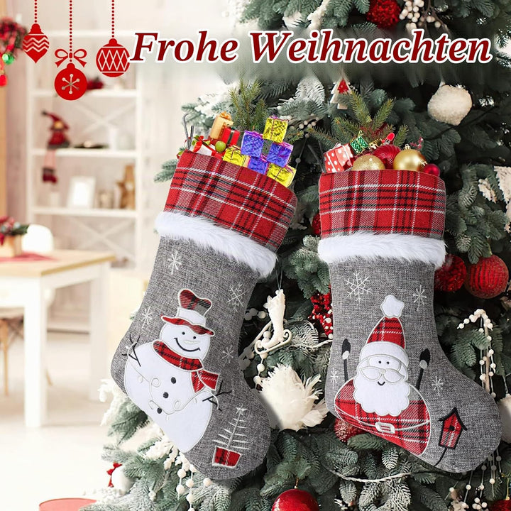 LOMOHOO Weihnachtsstrumpf 3er Set 46cm Grossen Nikolausstiefel Nikolausstrumpf für Weihnachtsdeko,We