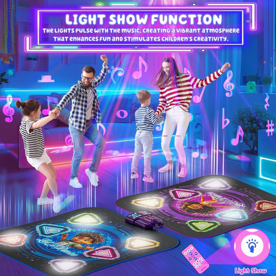 Tanzmatte für Kinder, 2025 2-Spieler & Wiederaufladbar Leucht Tanzmatte mit Bluetooth, Einzel und Do