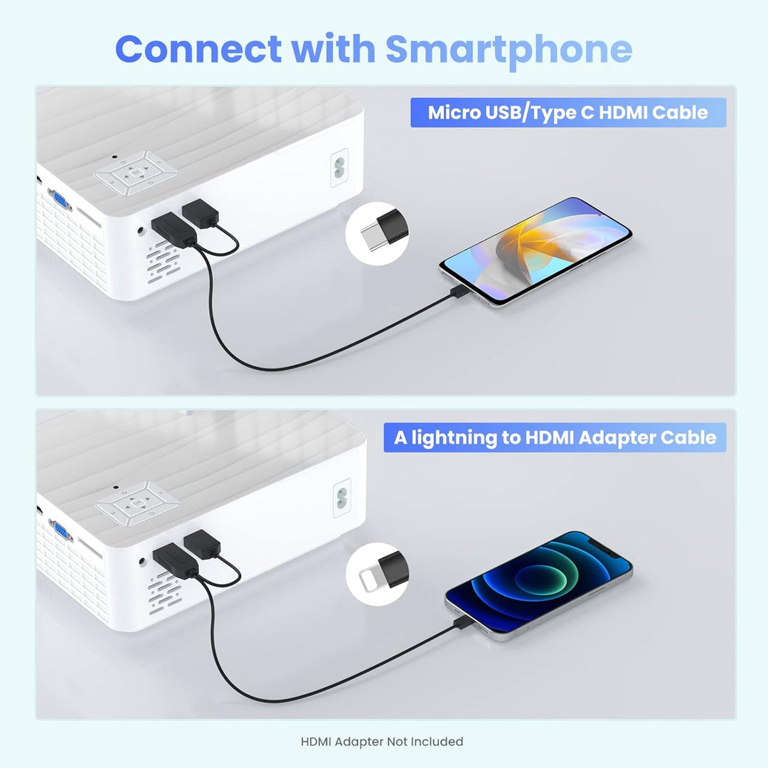 Beamer, Native 1080P Mini Beamer 9500 Lumens Multimedia Heimkino Beamer 4K Bluetooth 5.1 Mit 100'' B