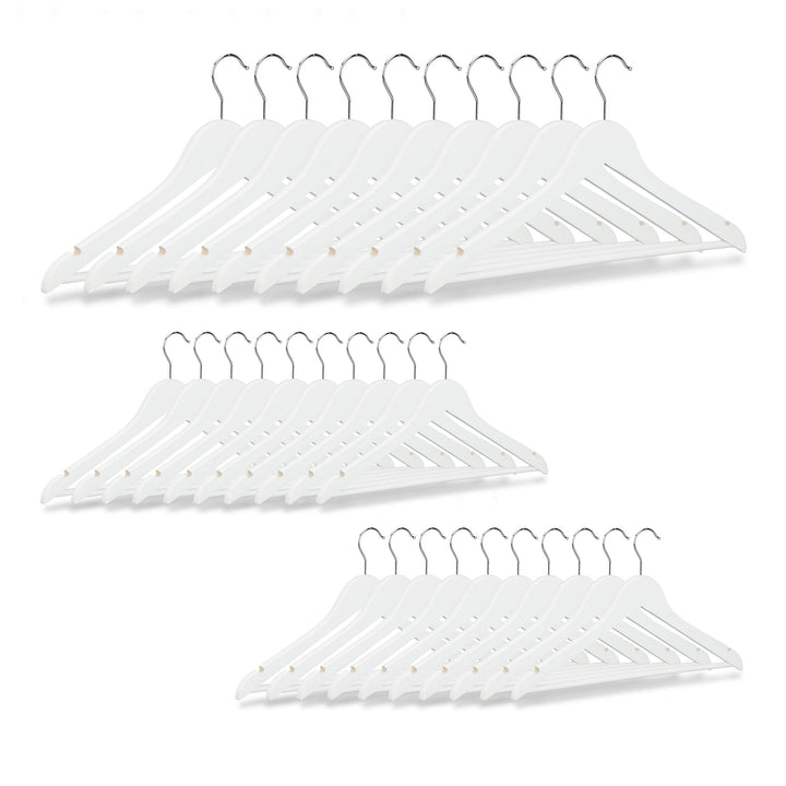 Relaxdays 30 x Kleiderbügel Holz im Set, Hosenstange, Röcke, Kleider, Jacken, Hemdenbügel, Haken 360