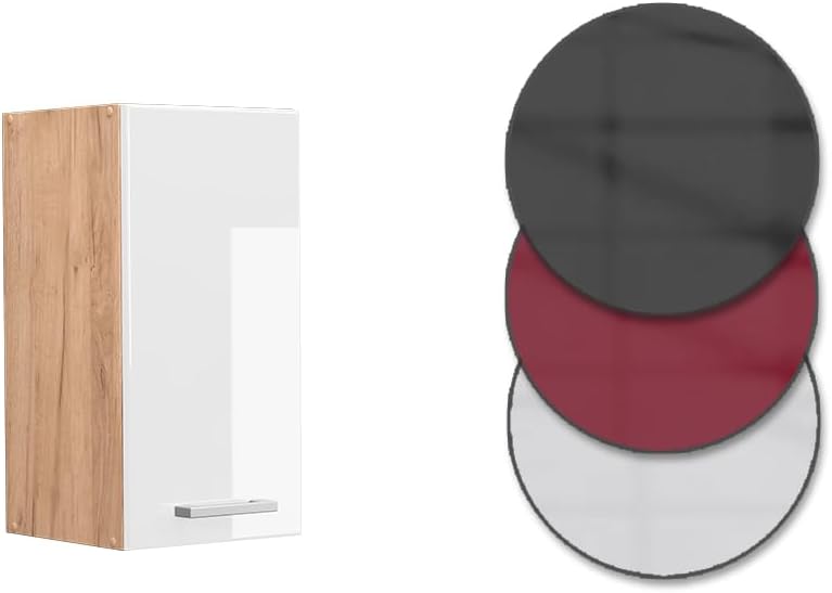 Vicco Hängeschrank R-Line, Weiss Hochglanz/Goldkraft Eiche, 30 cm Weiss Hochglanz Hängeschrank 30 cm