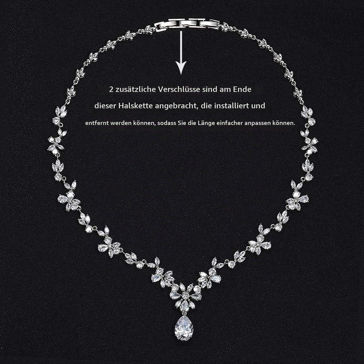 MASOP Silber Braut Schmuckset, Damen Hochzeit Schmuck Set, Blumen Ohrringe und Halskette mit Anhänge