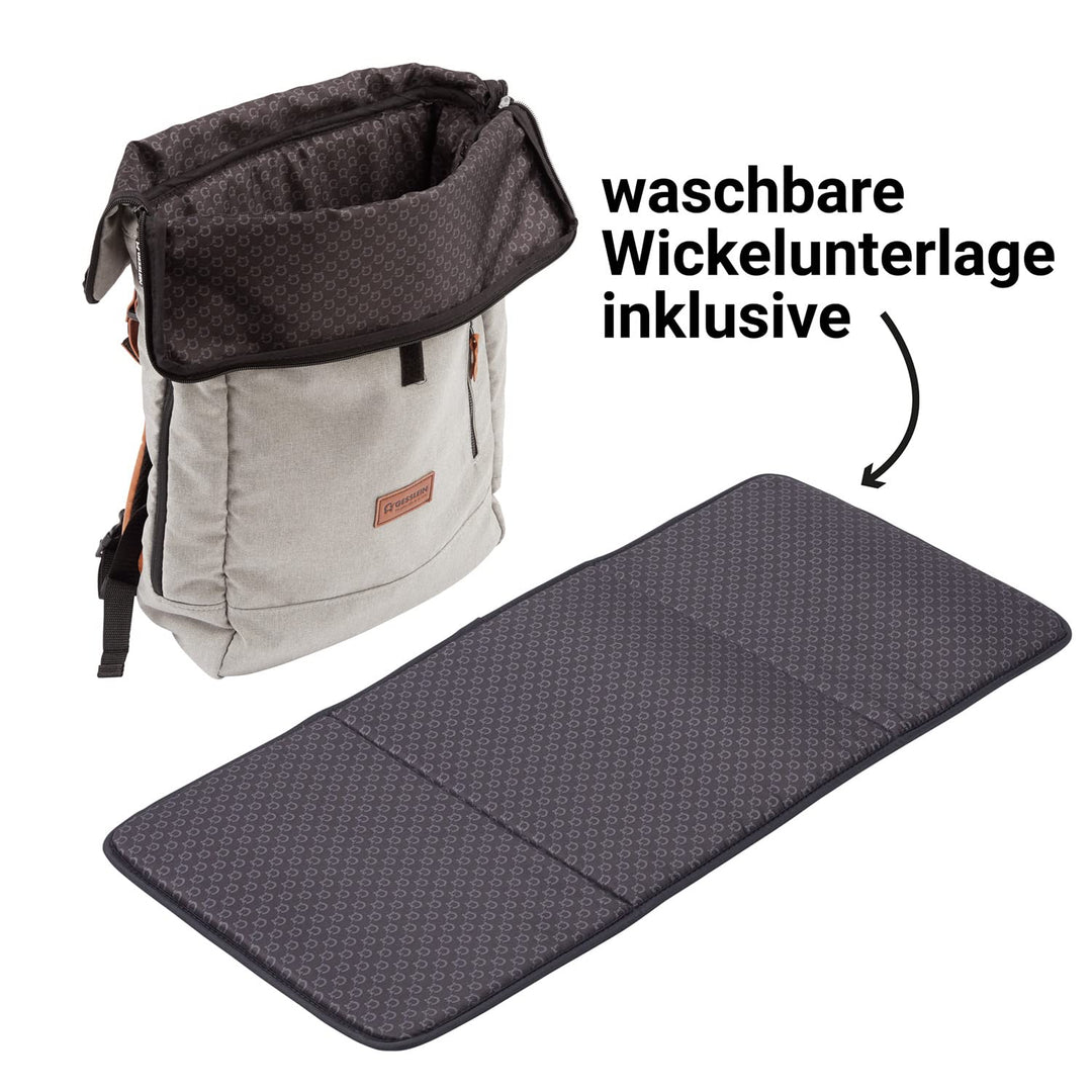 Gesslein 888 grosser Wickelrucksack Wickeltasche mit einem Volumen von 30,5l! Zubehör und Kinderwage