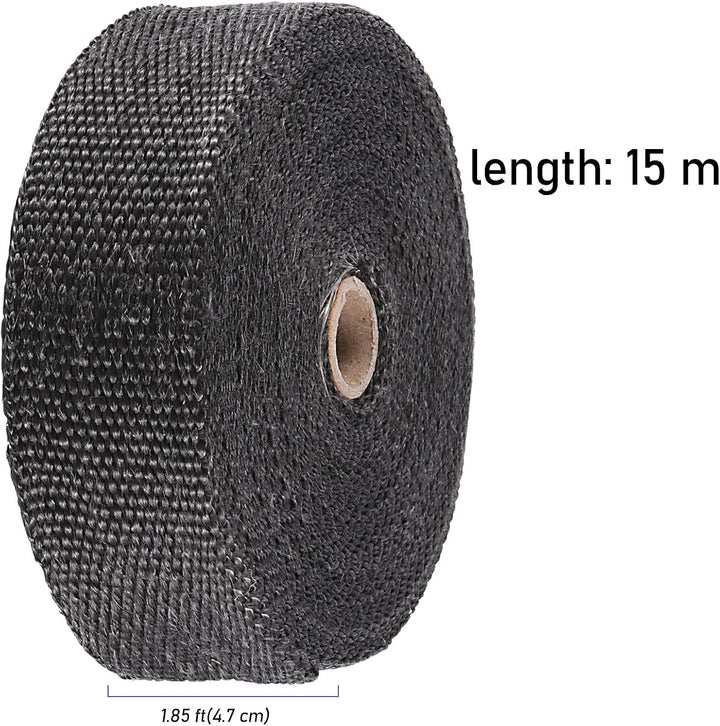 ZEONHEI 2 Stück 15m x 50mm Hitzeschutzband, Basaltfaser Auspuff Hitzeschutzband, Auspuffband Thermob
