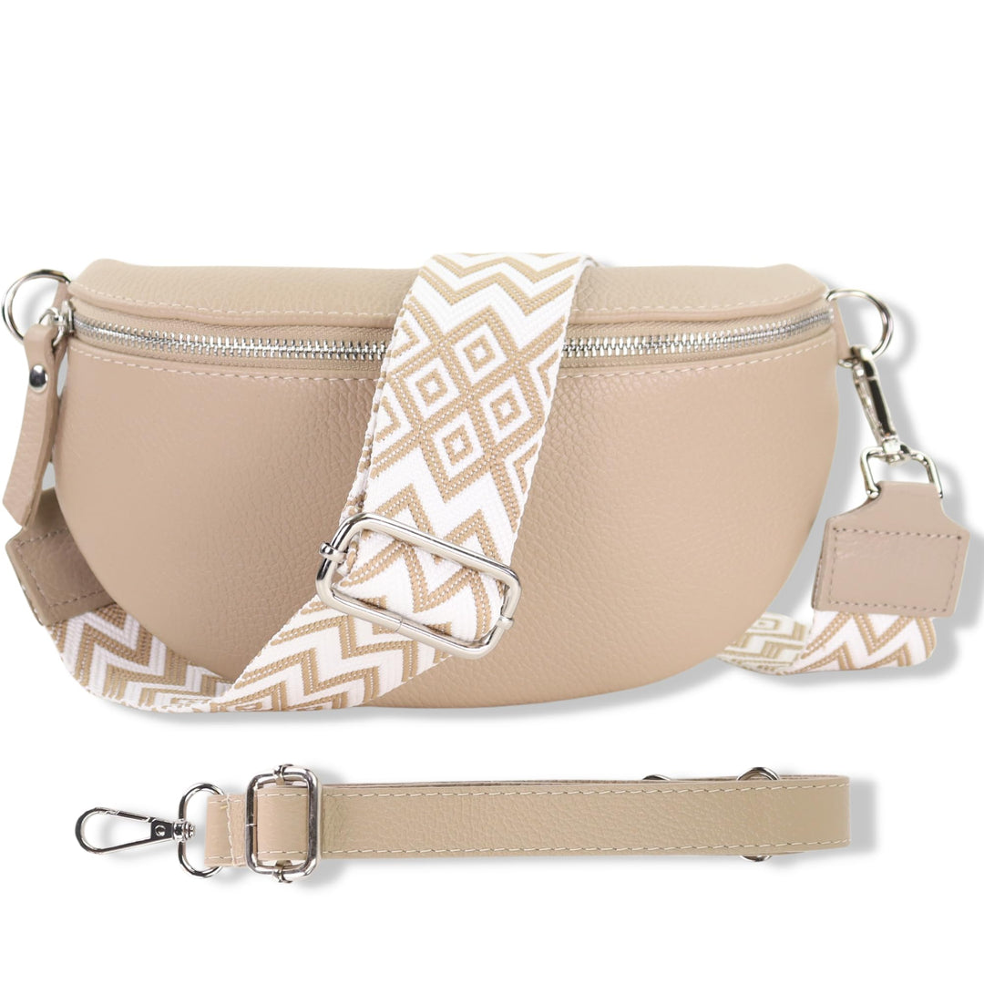 Blade Bauchtasche Damen Echtleder, stylische Gürteltasche Damen mit 2 gemusterten und Leder abnehmba