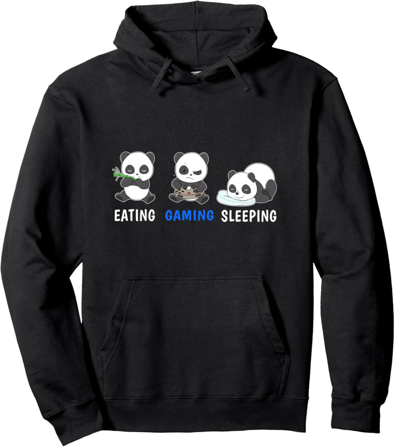 Essen Gaming Schlafen Panda Video Game Computer Videogame PC Pullover Hoodie