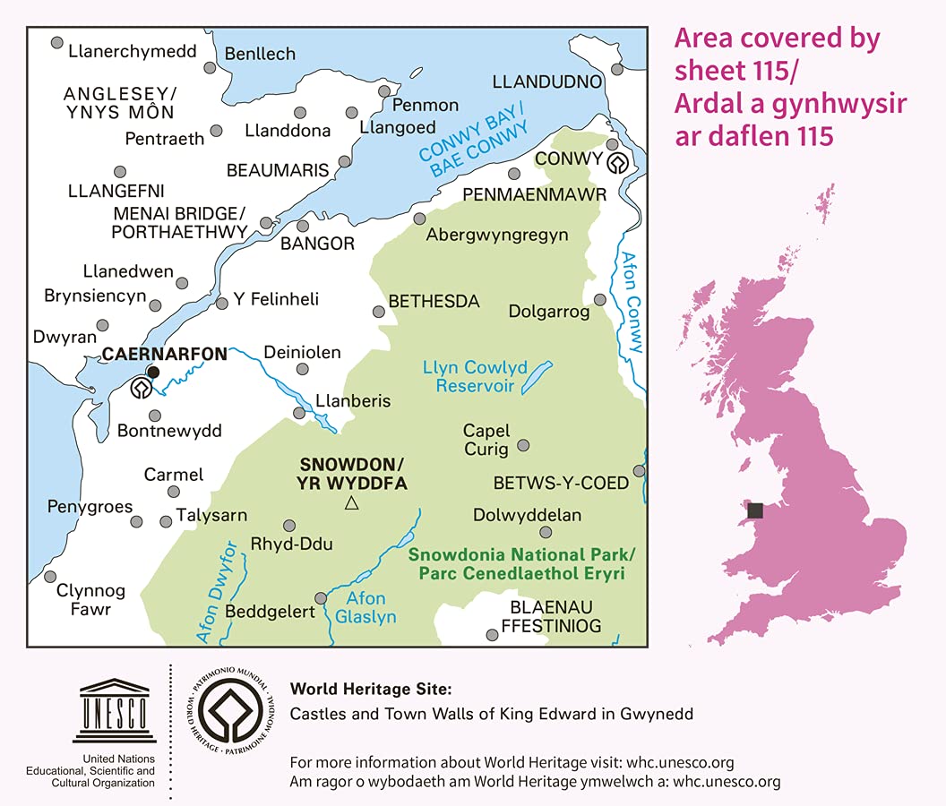Snowdon & Caernarfon (OS Landranger Map, Band 115), Karte