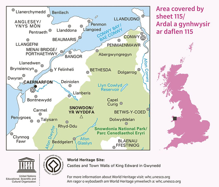Snowdon & Caernarfon (OS Landranger Map, Band 115), Karte