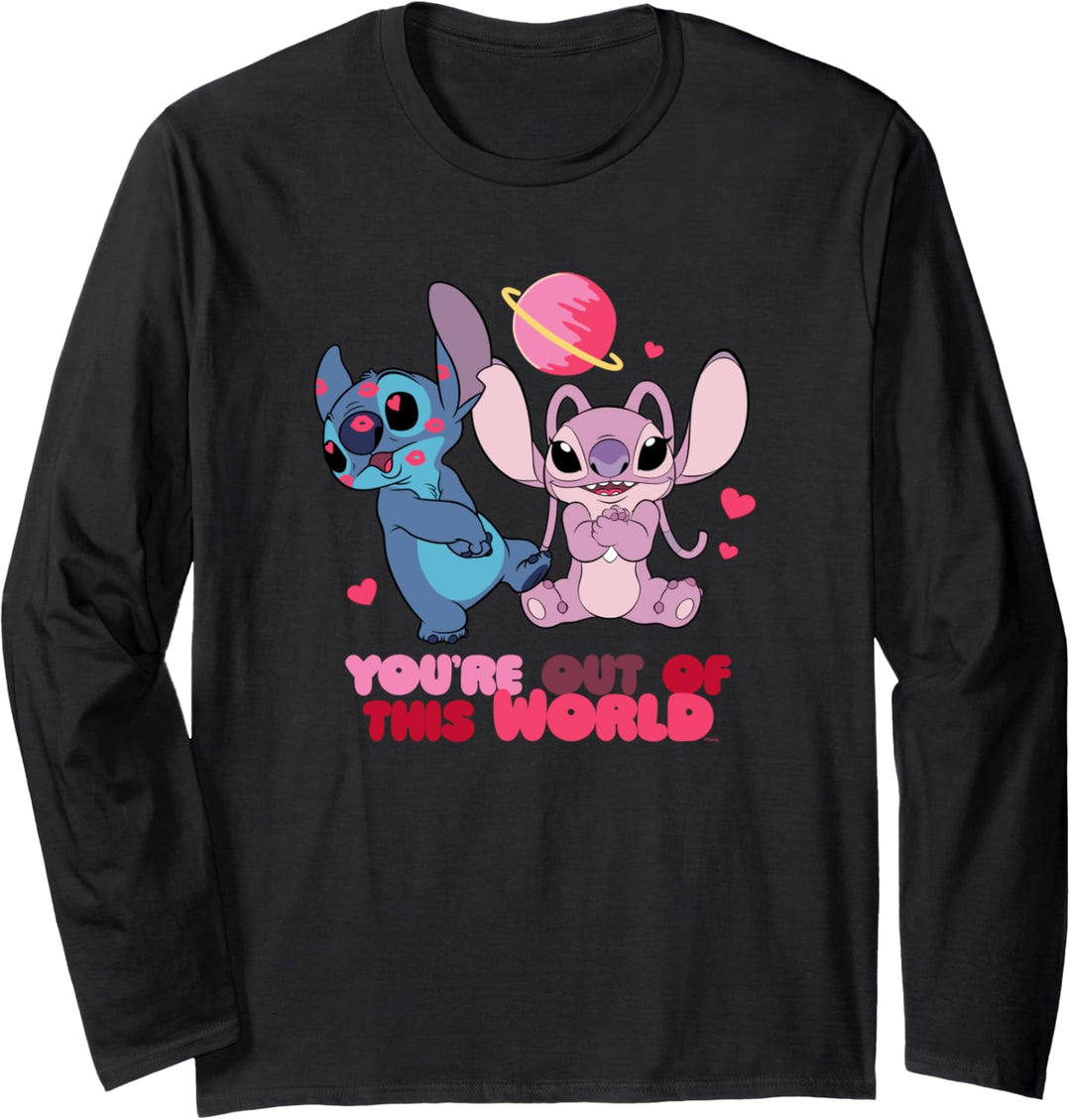 Disney Stitch & Angel You’re Out of This World Valentine’s Langarmshirt