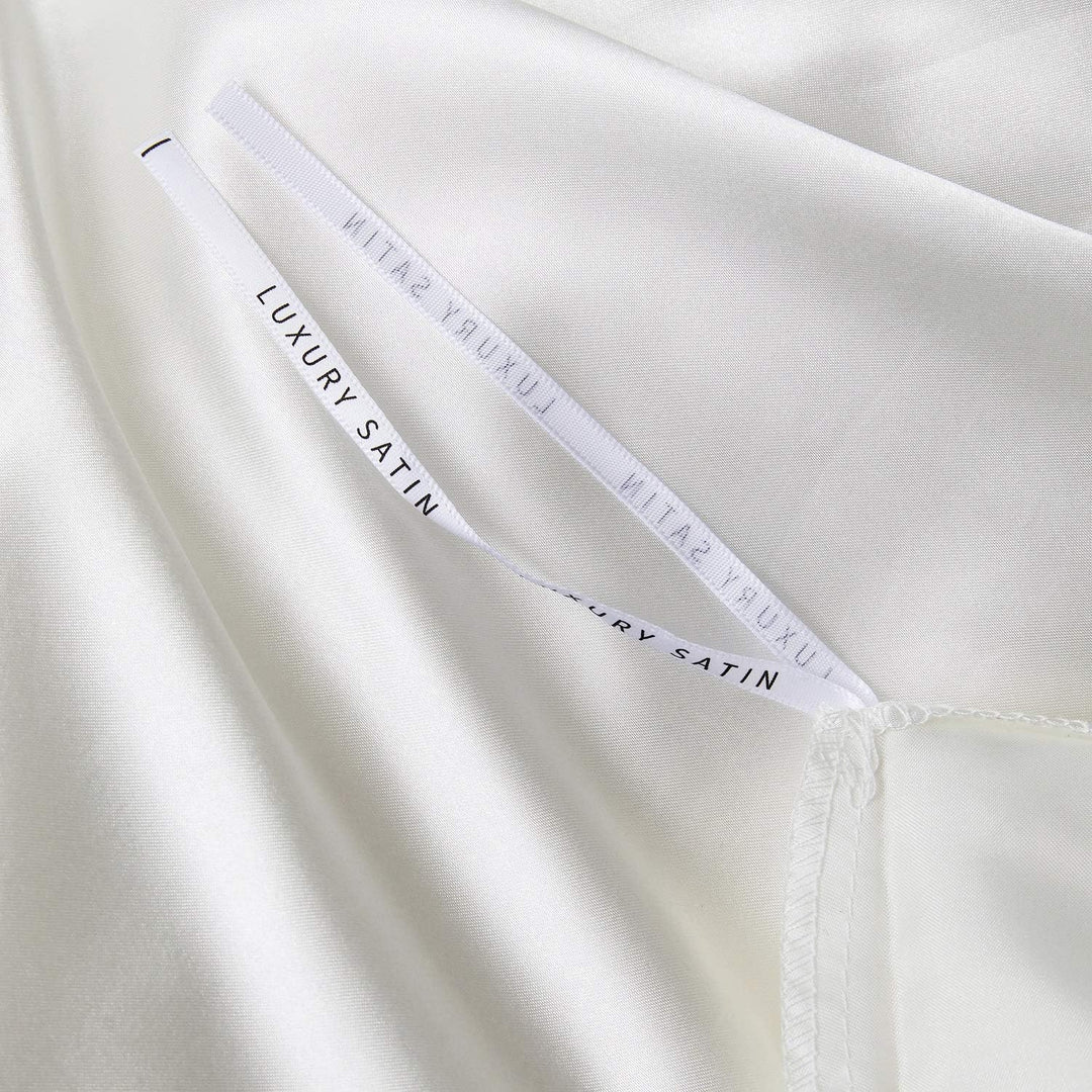 Boqingzhu Bettwäsche Satin Weiss 135x200cm 4Teilig Uni Glatt Seide Glanzsatin Bettwäsche Set 2 Bettb