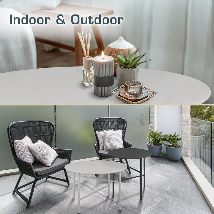Beistelltisch Outdoor Gartentisch Rund Ø 53 cm Tischplatte Kratzfest – Stabiler Wohnzimmer Couchtisc