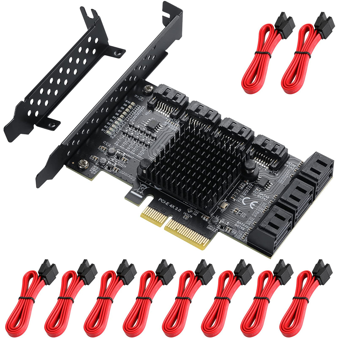 MZHOU PCI-E SATA Erweiterungskarte,10 Port PCI Express SATA Controller Karte, 6 Gbit/s SATA 3.0 PCIe