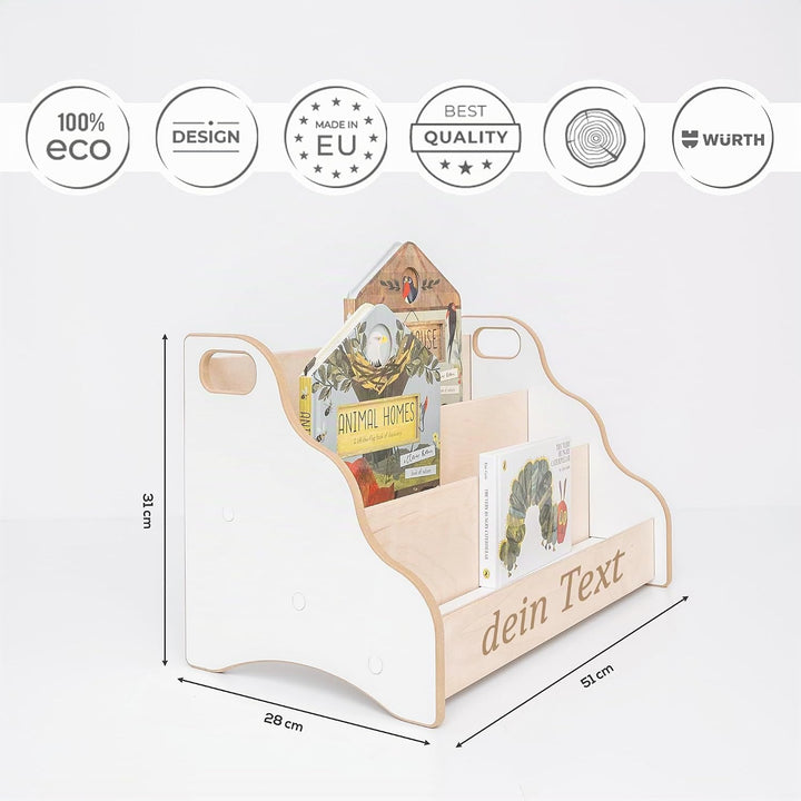 MAMOI® Bücherregal Kinder personalisiert mit Name – Kinderregal, Bücher-Organizer für Kinderzimmer M
