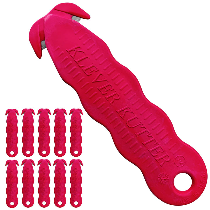 Klever Kutter Rot, einzigartiges Doppelhaken-Design, Einweg-Sicherheitsschneider, 10 Stück