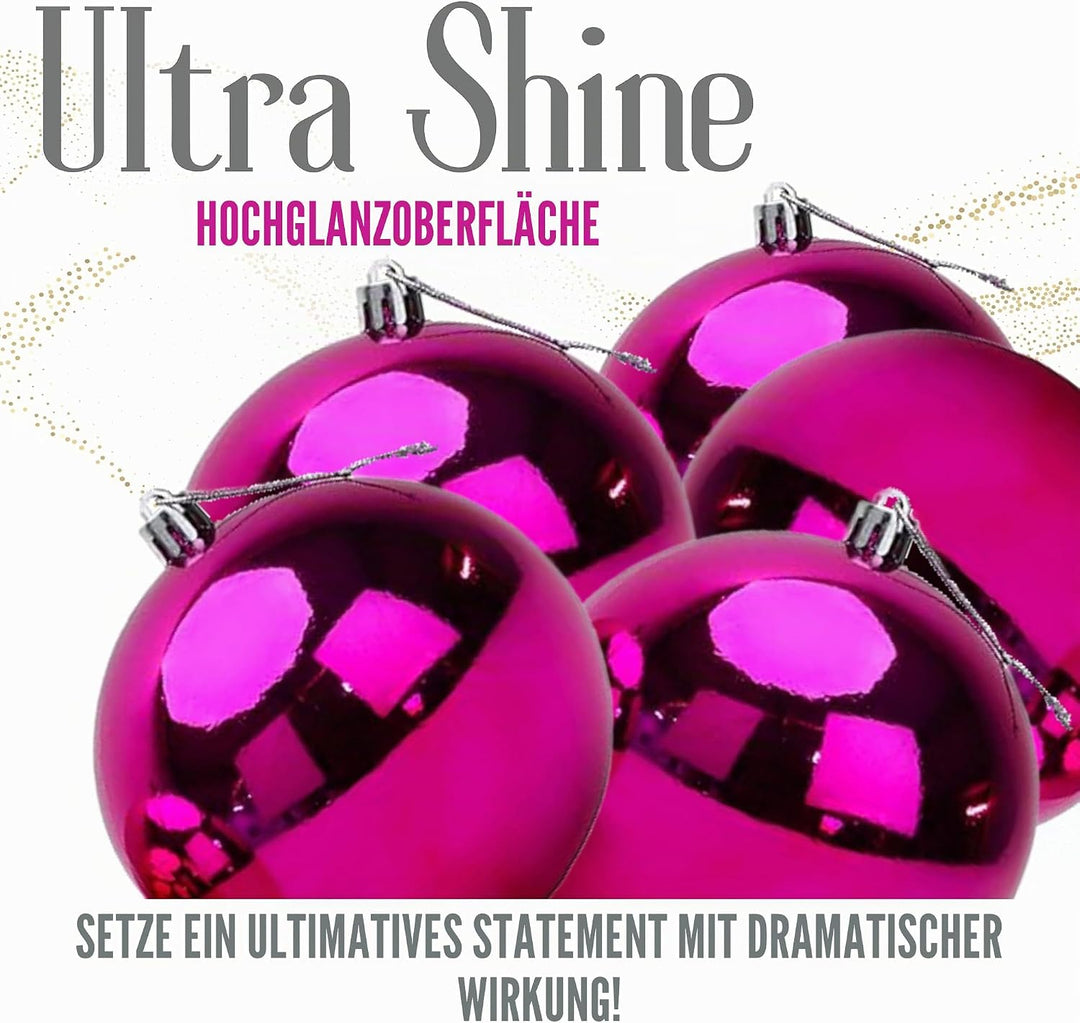 Toyland® 10 extra grosse Christbaumkugeln in 100 mm Farbe - Christbaumschmuck (Pink) Rosa, Rosa