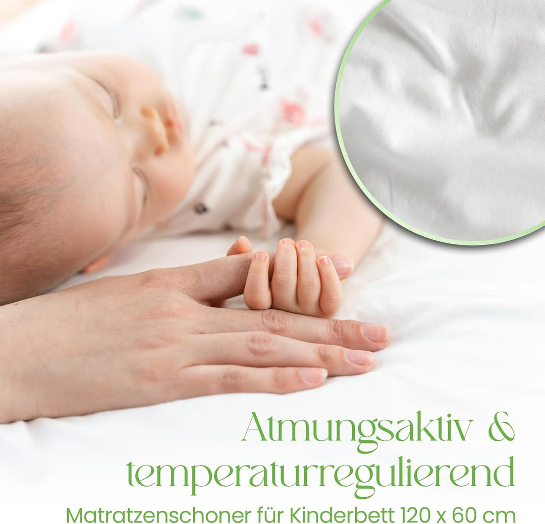Matratzenschoner 60x120 Baby Wasserdicht 100% Bambus Matratzenschutzbezug für Kinderbetten weiche At