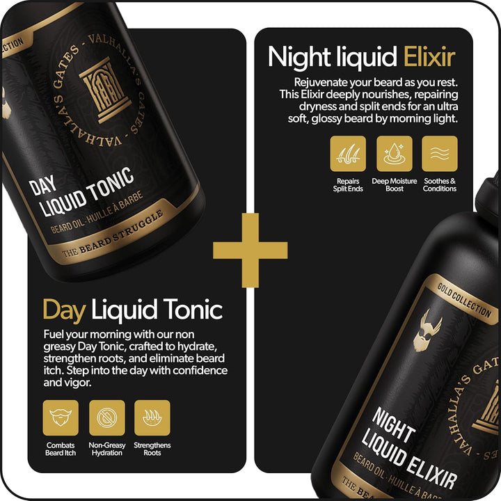 The Beard Struggle Bartöl Set Tag & Nacht – Bartpflege & Bartwuchsöl Bundle für Männer – Feuchtigkei