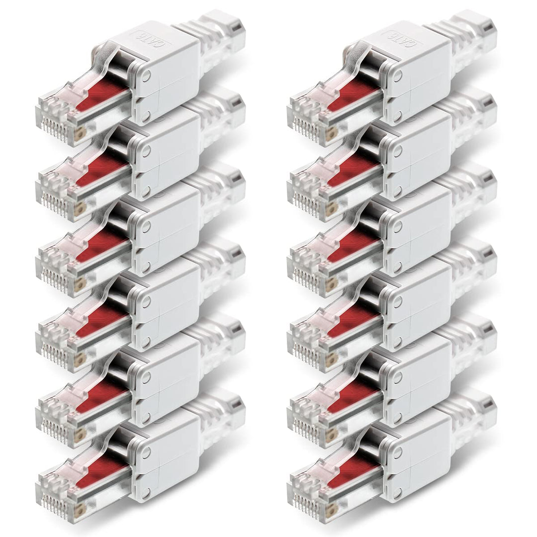 NEXMEX 12x RJ45 CAT 6 Netzwerkstecker werkzeuglos Stecker für CAT6 CAT6A für Netzwerkkabel 12 Stück,