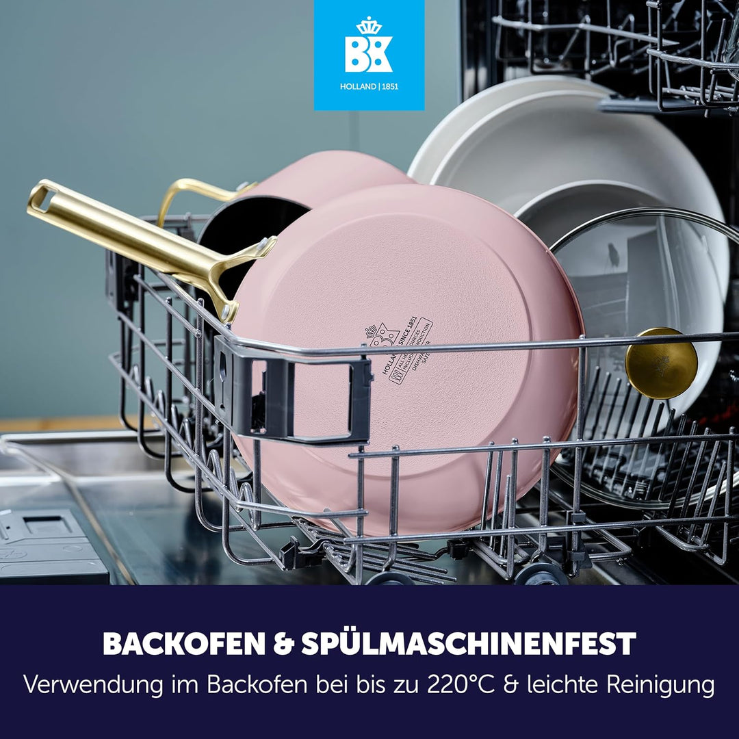 BK Sublime Keramik-Antihaft-Wok 28 cm/3,69, PFAS-frei, Induktion, Goldene Edelstahlgriffe, Backofenf