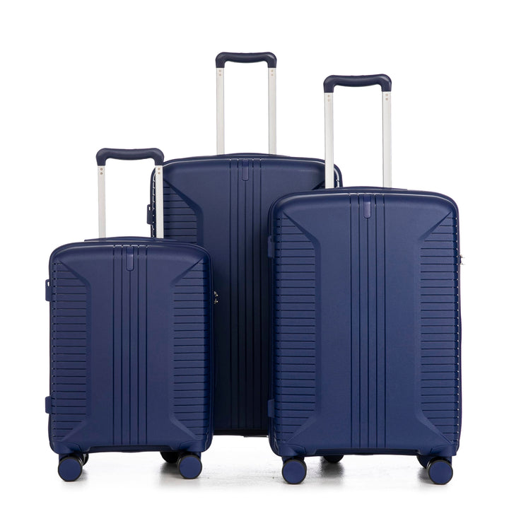 Hartschalen-Koffer Trolley Handgepäck Rollkoffer, Reisekoffer Set mit 4 Rollen, 3er Gepäckset, Blau