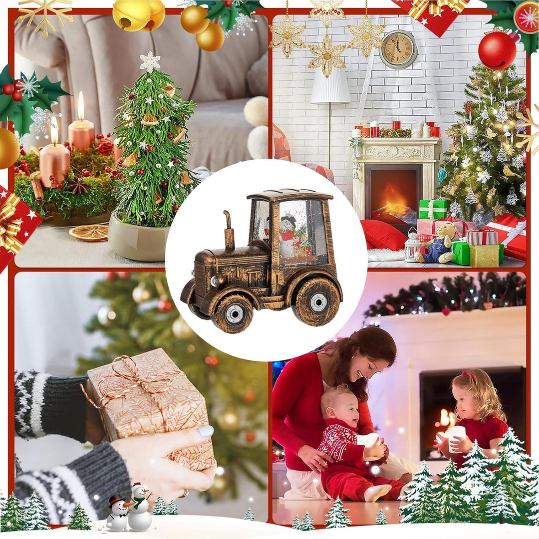 Weihnachts-Schneekugel | Traktor-Weihnachtsdekoration, beleuchtete Schneekugel für den Innenbereich,