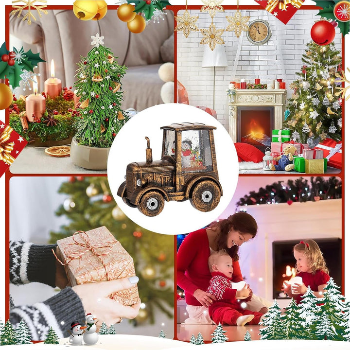 Weihnachts-Schneekugel | Traktor-Weihnachtsdekoration, beleuchtete Schneekugel für den Innenbereich,