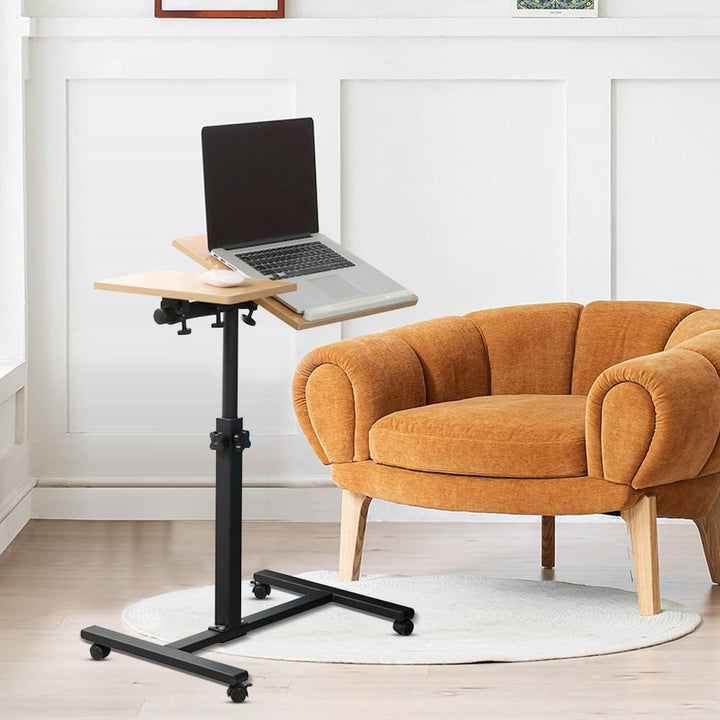 Betttisch für Laptop, höhenverstellbar, Sofaspitze mit 4 Rollen, leichter Beistelltisch für Wohnzimm