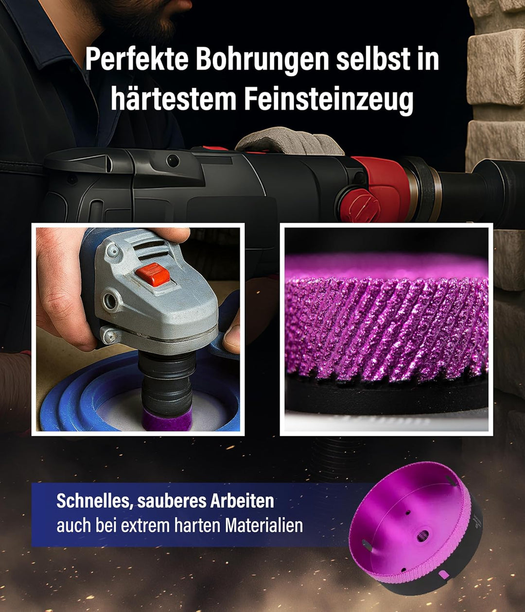 Karl Dahm MATRIXTEC Diamant-Trockenbohrkrone Ø 130 mm I Fliesenbohrer für Feinsteinzeug, Fliesen &amp; N