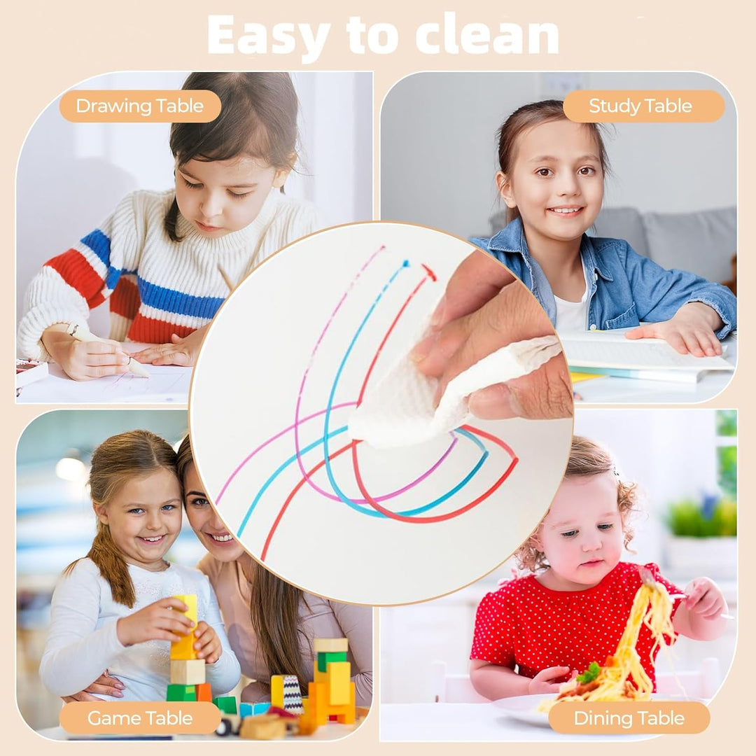 LIFEZEAL Kindertisch mit 4 Stühlen, Höhenverstellbare Kindertischgruppe, Plastik Kindermöbel für Kin