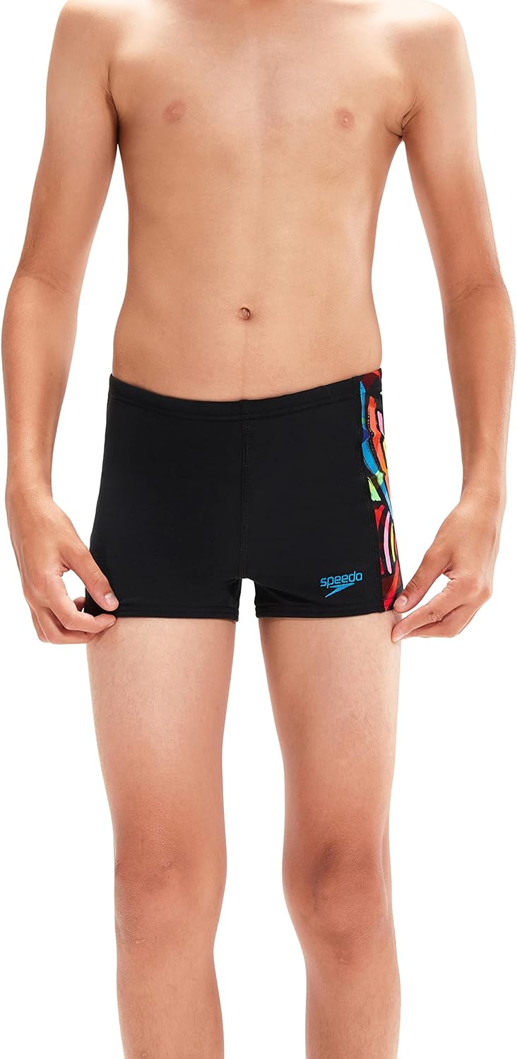 Speedo DIGI ALOV PANL ASHT JM Black/RED BLK/VLCORG/FLUGRN/BRTYEL/LPIS1 9-10 Jahre Schwarz/Red, 9-10