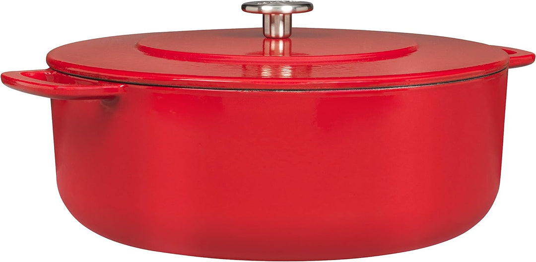 Combekk Gusseisen Topf, Dutch Oven, 100% Recycet, 28cm 6.8L, Für alle Herdarten, Rot Rot 28, Rot 28