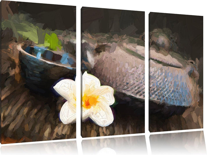 Pixxprint Teekanne als Leinwandbild/Grösse: 3 Teilig (120x80) cm/Wandbild/Kunstdruck/fertig bespannt