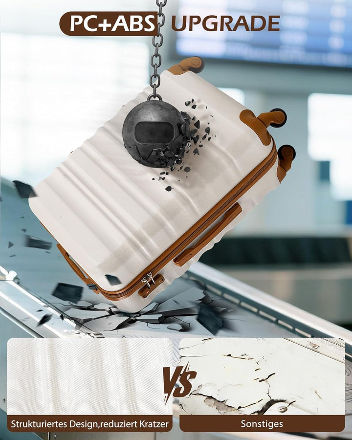 COOLIFE Handgepäck Koffer Set 20 Zoll, ABS+PC Hartschalenkoffer mit Rollen & TSA-Schloss, Enthält 1