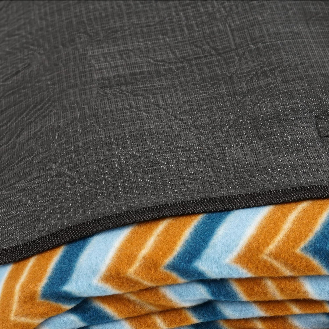 CampFeuer Picknickdecke 200x200 cm | blau/braun | Muster: Zickzack | XXL Campingdecke wasserabweisen