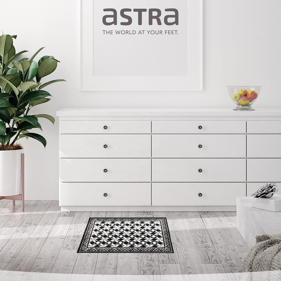Astra rutschfeste Sauberlaufmatte innen - Fliesen grau 50 x 70 cm - Wohnraum Fussmatte Design - Extr