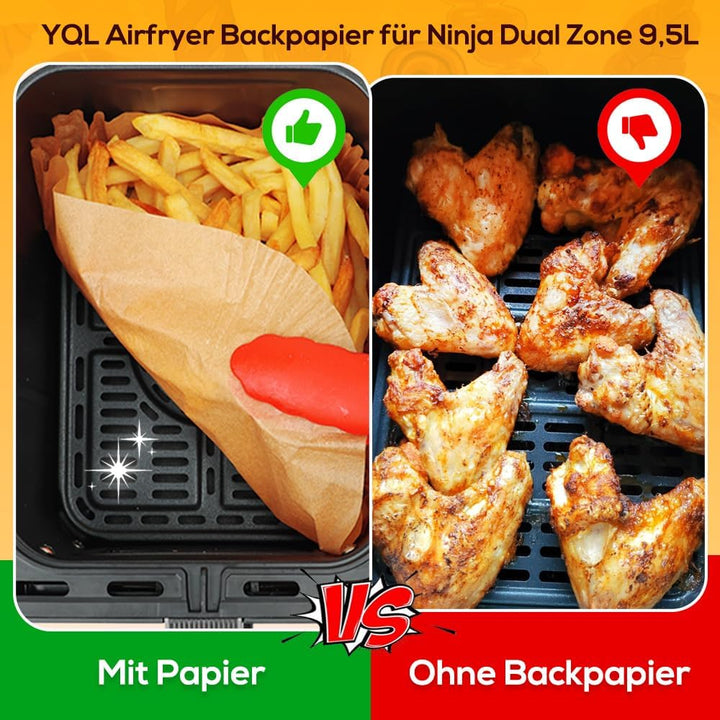 YQL 220 Stück Backpapier für Heissluftfritteuse, Heissluftfritteuse Zubehör für Ninja Foodi Dual Zon