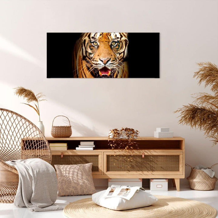 Wandbilder Dekoration Wohnzimmer tiger tier Panorama Bilder auf Leinwand 120x50cm Leinwandbild mit R
