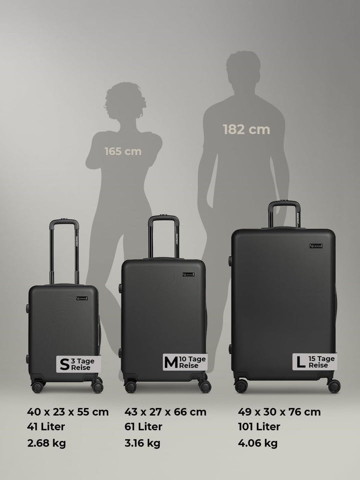 Smartbox Hartschalen Koffer-Set 3-teilig für Damen & Herren | leichte & stabile Reise-Trolleys aus h