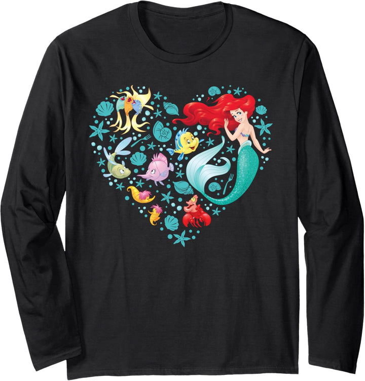 Disney Princess Ariel Flounder and Sebastian Collage Heart Langarmshirt